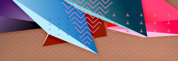 3d triangular shapes geometric background. Origami style pattern with triange shapes for decorative design. Poster design. Line design. Modern presentation template - Vektör, Görsel