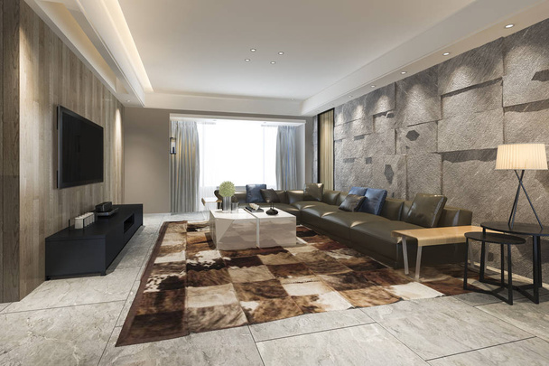 3D vykreslování luxusní a moderní obývací pokoj s rozkládací látka - Fotografie, Obrázek