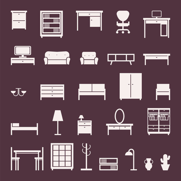 Conjunto de iconos de muebles. Ilustración vectorial
 - Vector, Imagen