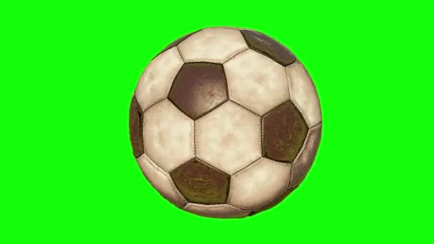 alte Fußball-Rotation grüner Bildschirm - Filmmaterial, Video
