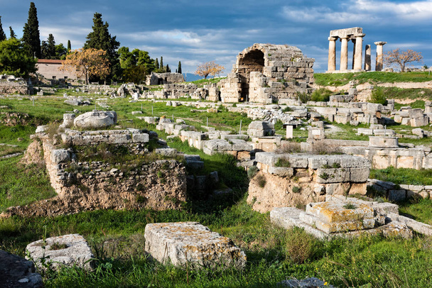 Part of the archaeological site of ancient Corinth in Peloponnese, Greece - Foto, Imagem