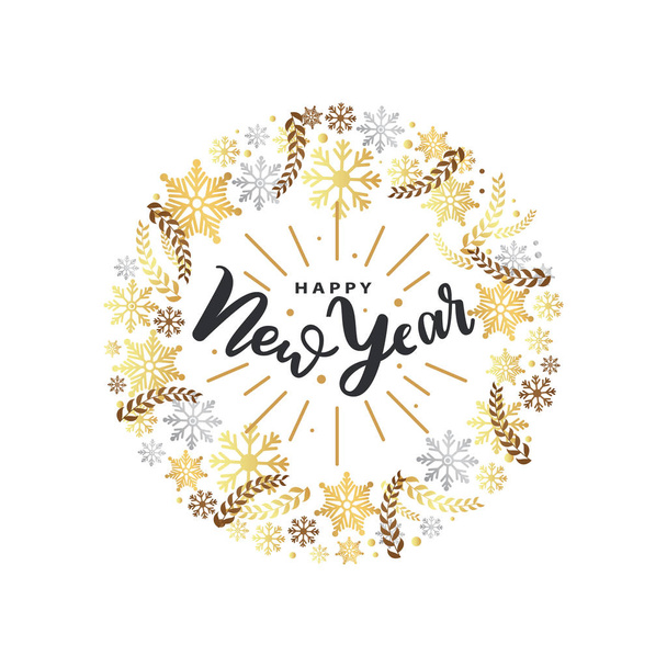 Happy New Year Inscription Winter Decorative Frame - Διάνυσμα, εικόνα