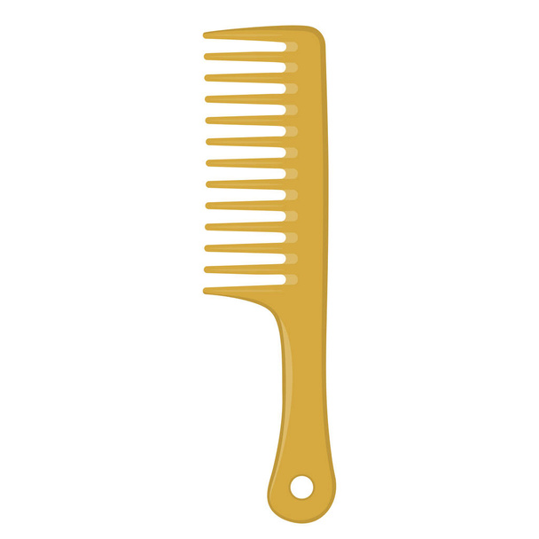 Gold hair comb. Hairdresser equipment. Isolated on white. Vector illustration. - Vector, Image