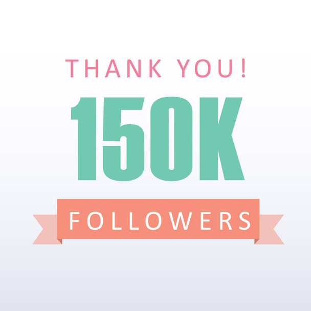 150K seguidores Gracias número con bandera- gratitud en las redes sociales
 - Vector, Imagen