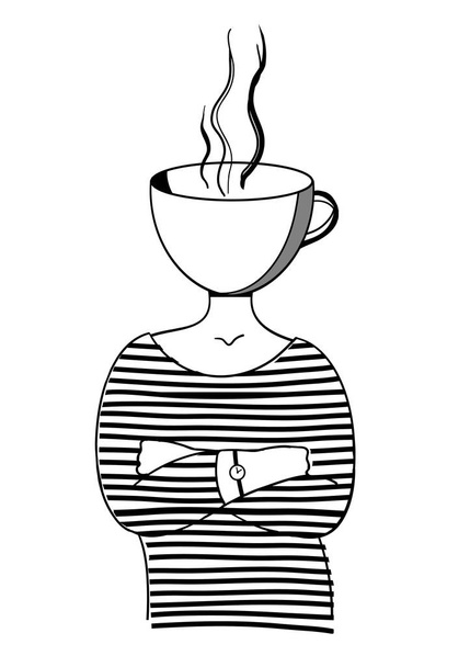 Señora del café. ilustración sobre el tema de la estación fría
. - Foto, imagen