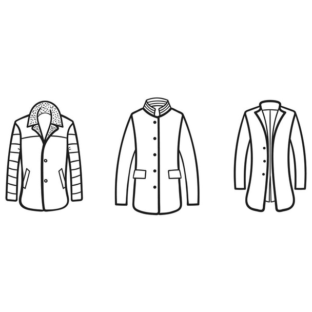 Set di cappotti invernali delineato icone su sfondo bianco
 - Vettoriali, immagini