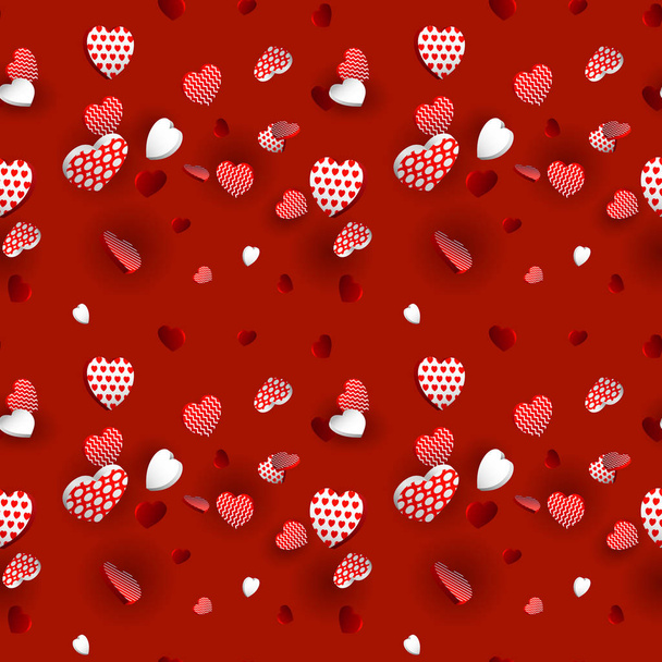 Walentynki serca jednolity wzór. Walentynki tło uroczysty wystrój, papier pakowy, drukowanie, tekstylia, tkaniny, Tapety - Wektor, obraz