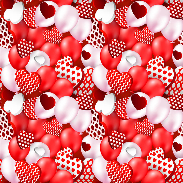 Valentines day heart seamless pattern. Valentines Day background for festive decor, wrapping paper, print, textile, fabric, wallpaper - Vector, Image