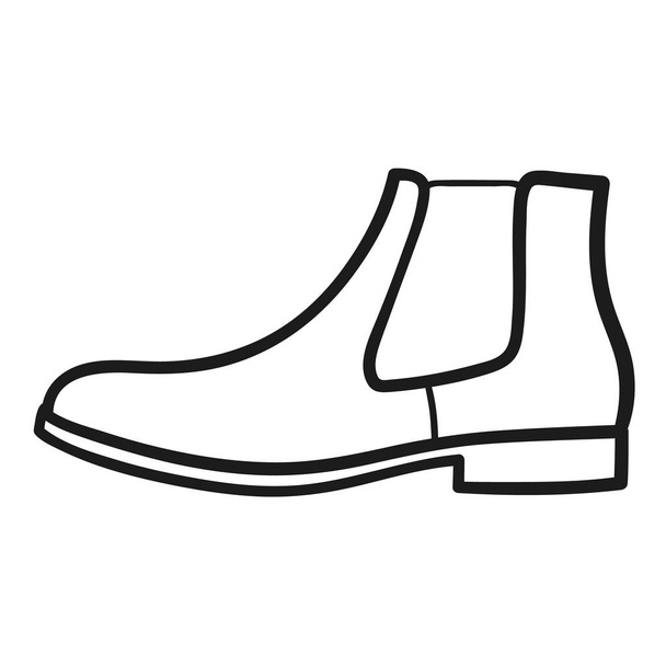 Beautiful hand-drawn outlined icon of a boot in white background - Vector, Image