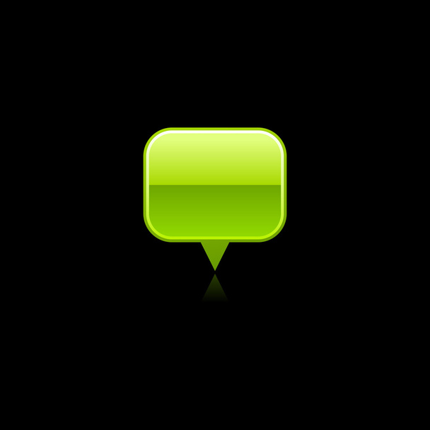 Green mapping pin web 2.0 internet button. Glossy rounded rectangle shape with color reflection on black background - Vector, Image