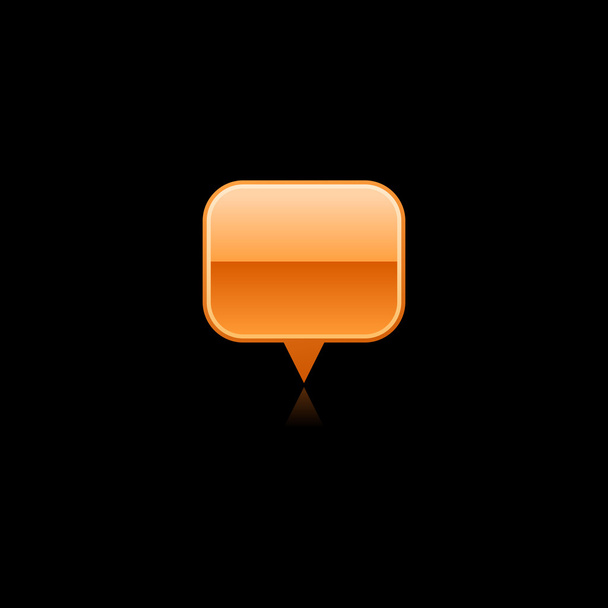 Orange mapping pin web 2.0 botón de Internet. Forma de rectángulo redondeado brillante con reflejo de color sobre fondo negro
 - Vector, Imagen