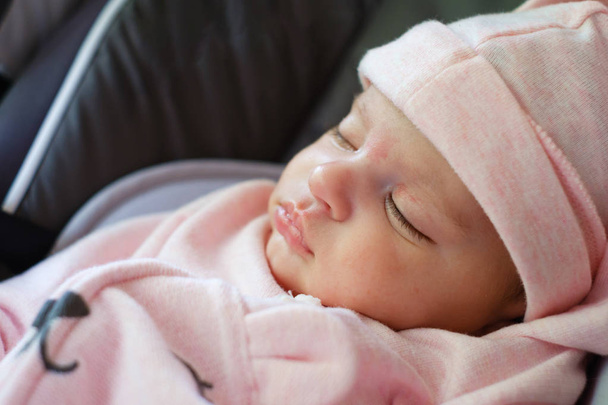 Beautiful two month old baby girl sleeping portrait. - Photo, Image