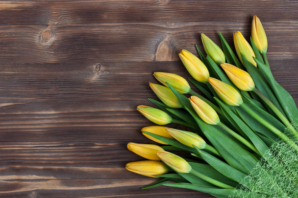 Bunch of spring tulip flowers. International Women's Day, Mother Day or Birthday concept - Foto, Imagen