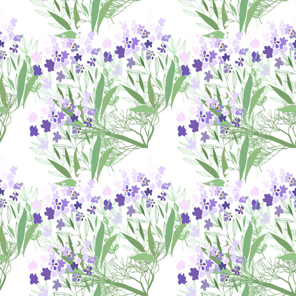 Seamless pattern with summer flowers and leaves on a white background - Foto, Imagem