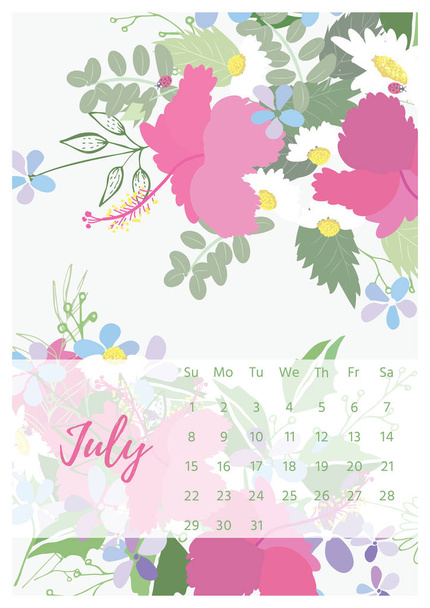 Vintage floral calendar 2018 - Φωτογραφία, εικόνα