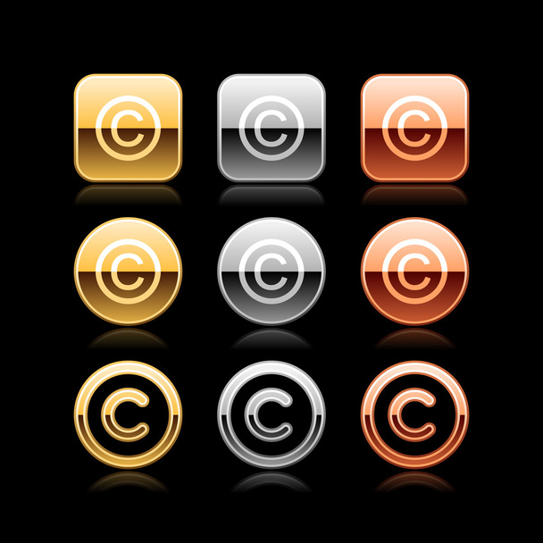 ikona przycisku metalowe web autorskich luksusowe z refleksji nad czarny - Wektor, obraz