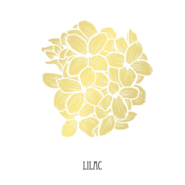 Decorative  lilac flowers, design elements. Can be used for cards, invitations, banners, rsvp, posters, print design. Golden flowers - Vecteur, image