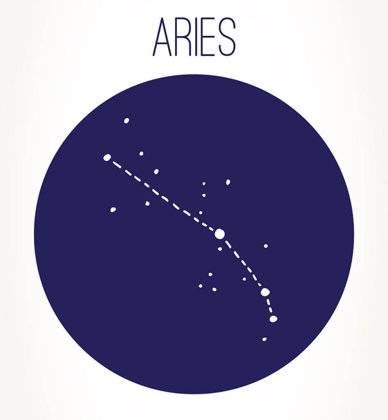 Aries hand drawn Zodiac sign constellation. Vector graphics astrology illustration. Western horoscope mystic symbol. - Vector, afbeelding