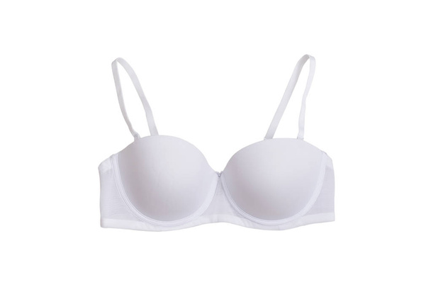 White bra flat lay. Fashion concept. Isolate on white background - Photo, Image