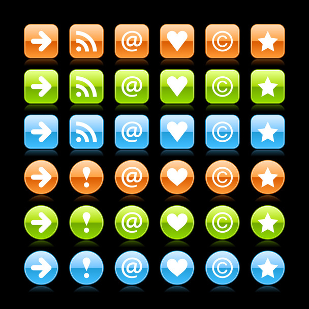 Brillante conjunto de botones web de color con reflejo en negro
 - Vector, imagen