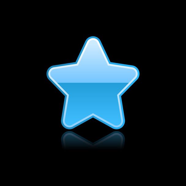 Azul brillante estrella icono botón web con reflejo. Fondo negro. Ilustración vectorial
 - Vector, Imagen