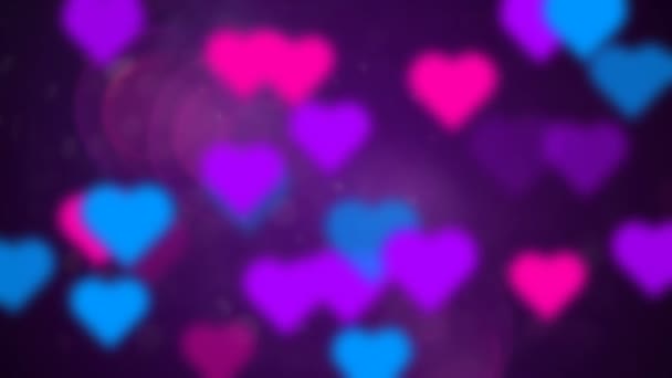 Beautiful 3D animation of abstract background with multicolored love hearts. This video can be used like backdrop for greeting card video for wedding, valentines day or celebration, seamless loop - Footage, Video