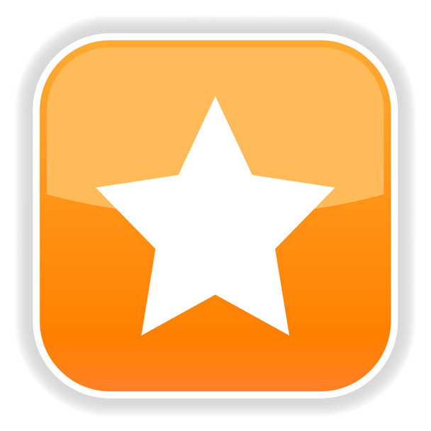 Orange glossy web button with star sign. - Vector, Image