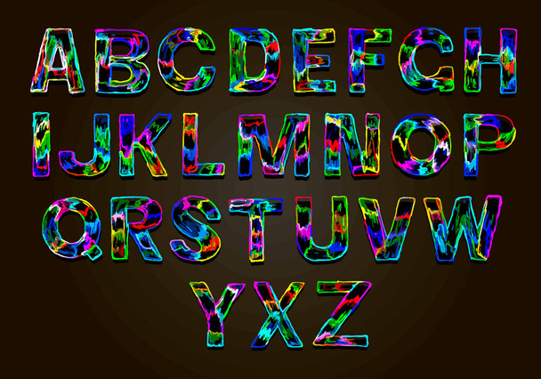 Set of colorful letters. Color vector latin alphabet. Rainbow font color. Color paper applique ABC, negative alphabet poster template Typography Design. - Vecteur, image