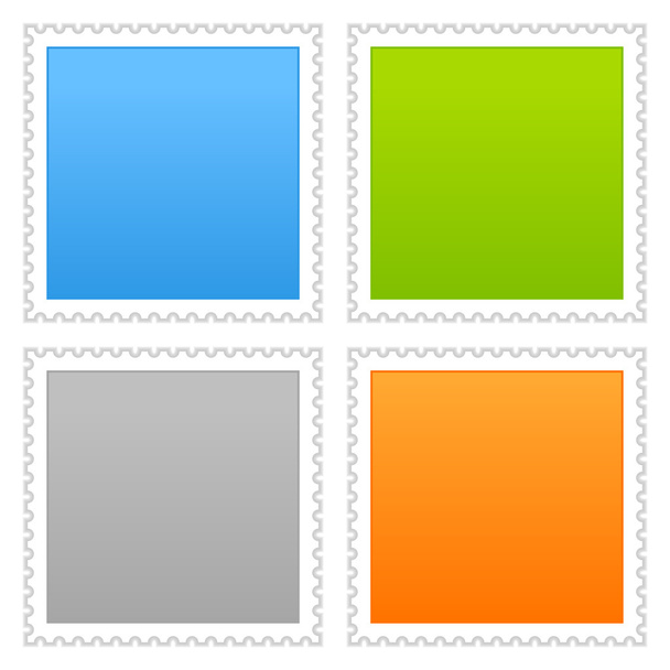 Matted color blank postage stamp with shadow on white background - Vector, Image