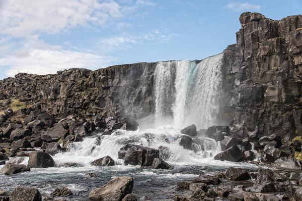 Oxarfoss Wasserfall im Thingvellir Nationalpark, Island. - Foto, Bild