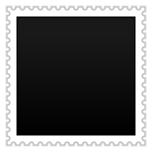 Matted black blank postage stamp with shadow on white - Vector, Image
