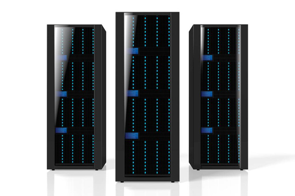 3D three servers illustration - isolated on white background; - Photo, Image