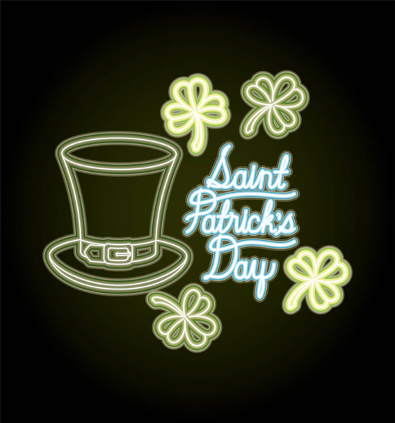 st patricks jour néon étiquette avec chapeau lemprechaun
 - Vecteur, image