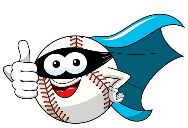 beyzbol topu karakter maskot karikatür maskeli süper kahraman vektör üzerinde beyaz izole - Vektör, Görsel