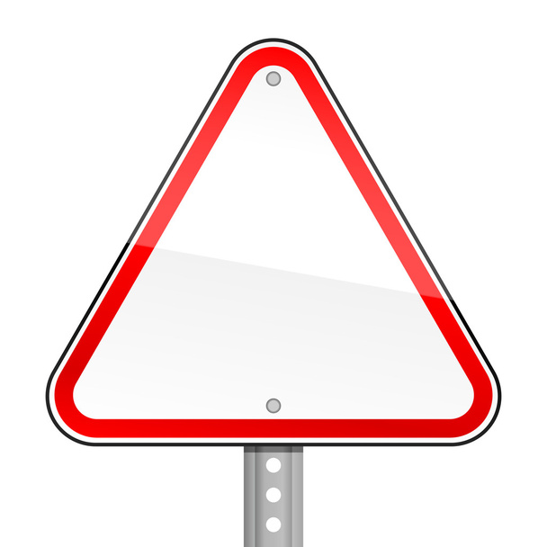 Triangular blank red road signs with pole on white - Vektor, Bild