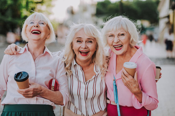 Happy elderly ladies are having fun together - Fotó, kép