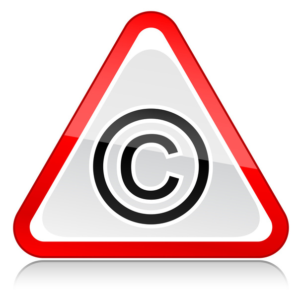 白著作権シンボルと赤注意警告サイン - ベクター画像