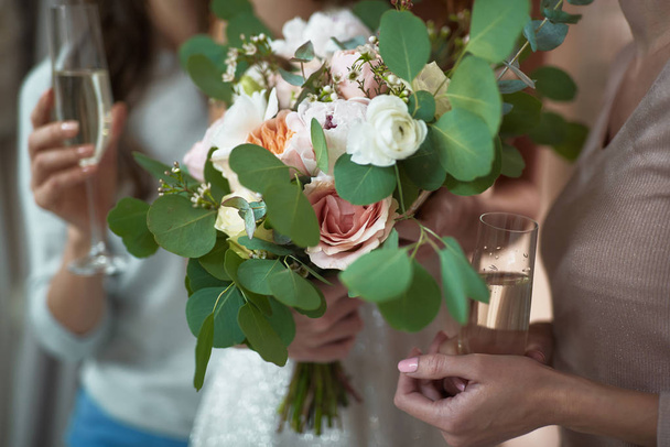 Close up of bridal bunch of flowers - Photo, image