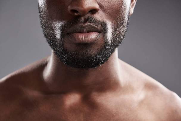 Close of an afro American male chin - Foto, Imagen