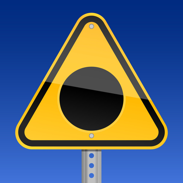 Sinal de advertência amarelo do perigo da estrada com símbolo do buraco negro no céu
 - Vetor, Imagem