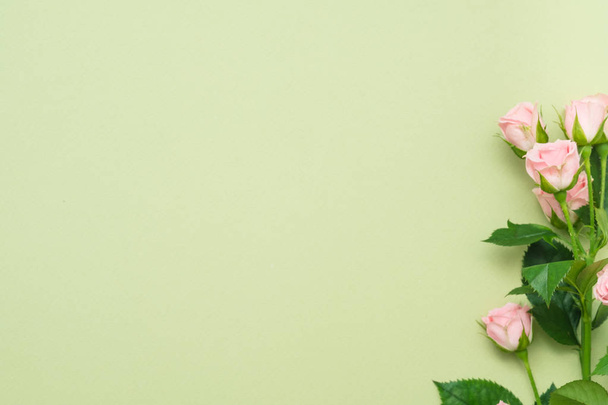 friss virág ajándék rózsaszín rózsa zöld háttér - Fotó, kép