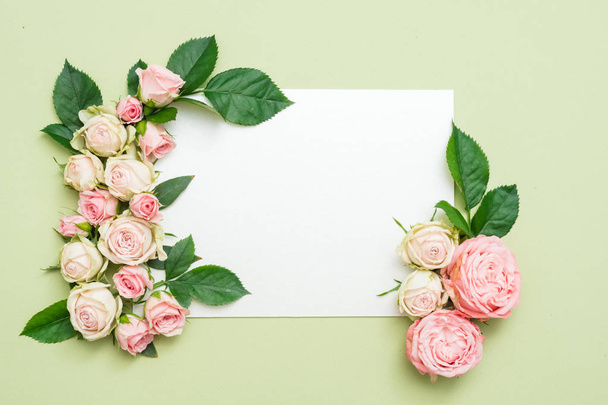 holiday greeting card mockup rose decor background - Фото, изображение