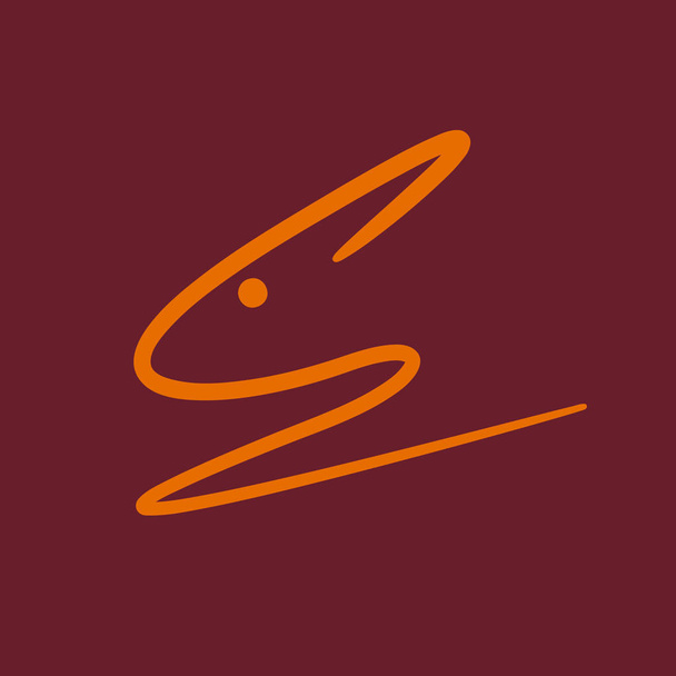 Logo vettoriale lepre astratta e coniglio che salta in arancione, forma lineare
 - Vettoriali, immagini
