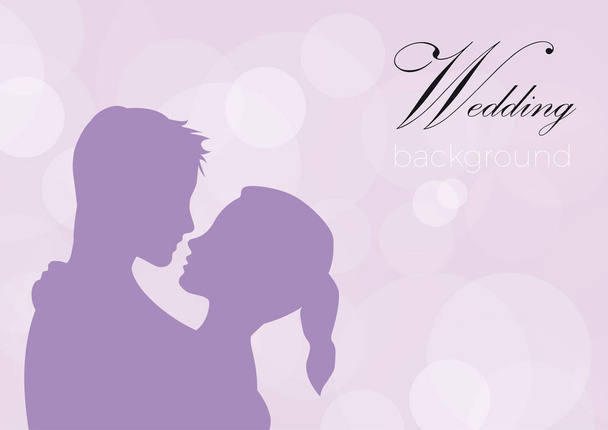Vector illustration lovers. Silhouette of man and woman. Wedding background - Vector, Image