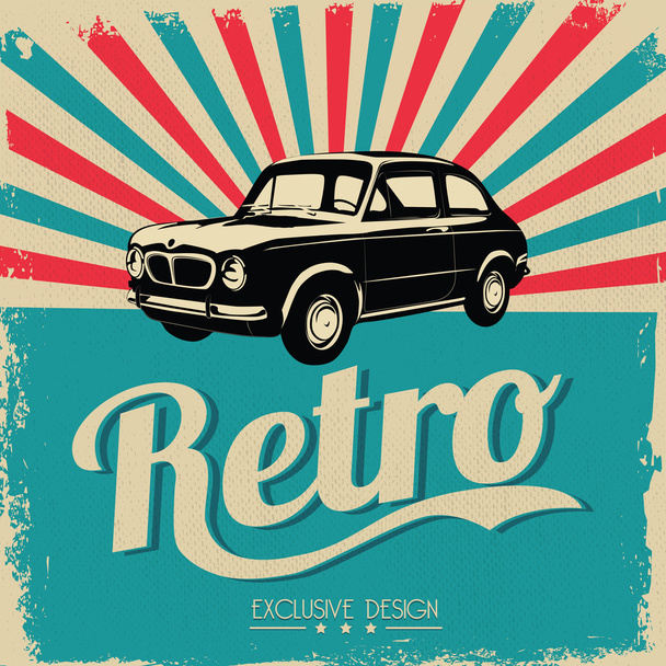 Vintage car design flyer - Grungy style vector design - Vector, Image