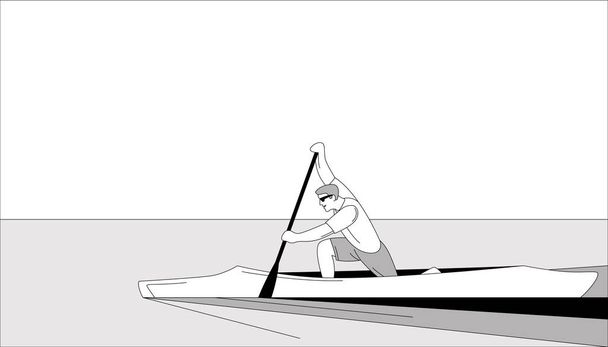 bir kano vektör çizim düz stil profil yan atlet - Vektör, Görsel