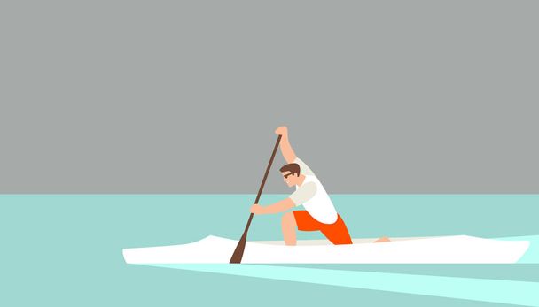 athlète dans un canoë vecteur illustration profil de style plat
 - Vecteur, image