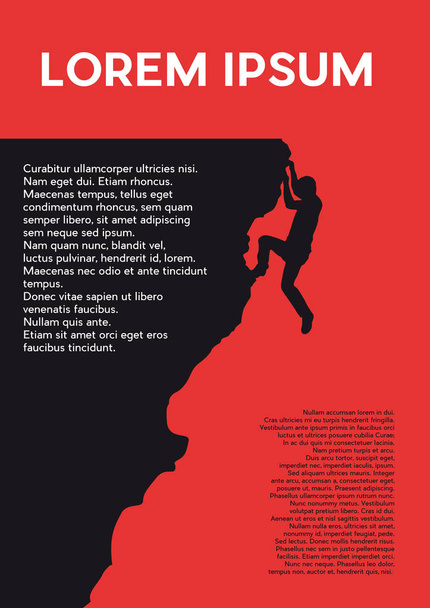 Bergsteiger, Erfolgs- und Herausforderungskonzept. Kreativer Vektor-Hintergrund für Poster, Coverbuch oder Flyer. - Vektor, Bild