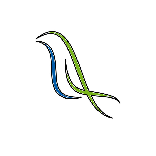 Векторный знак абстрактной птицы на ветке, в линейном стиле
 - Вектор,изображение