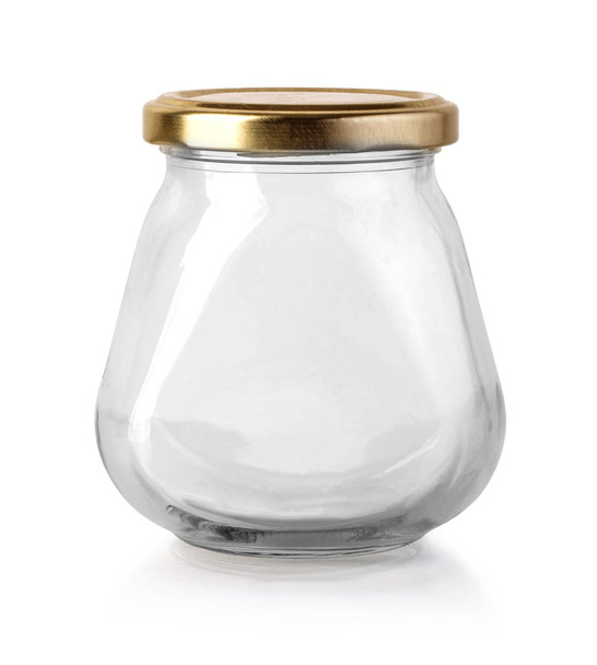 Glazen lege pot geïsoleerd met uitknippad - Foto, afbeelding